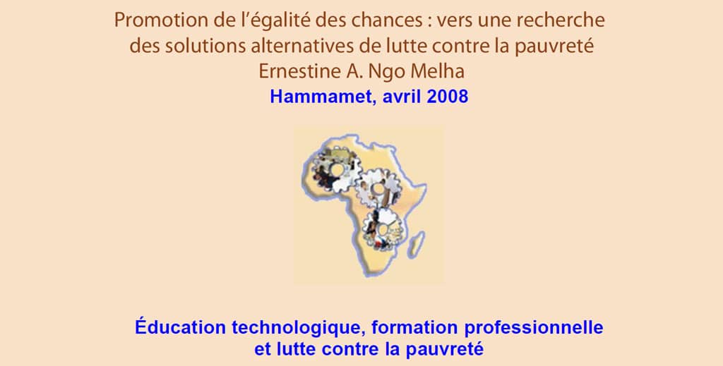 RAIFFET 2008 Promotion de l’égalité des chances : vers une recherche des solutions alternatives de lutte contre la pauvreté Ernestine A. Ngo Melha